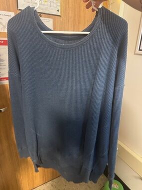 Kohl's Blue Waffle-Knit Crewneck Sweater